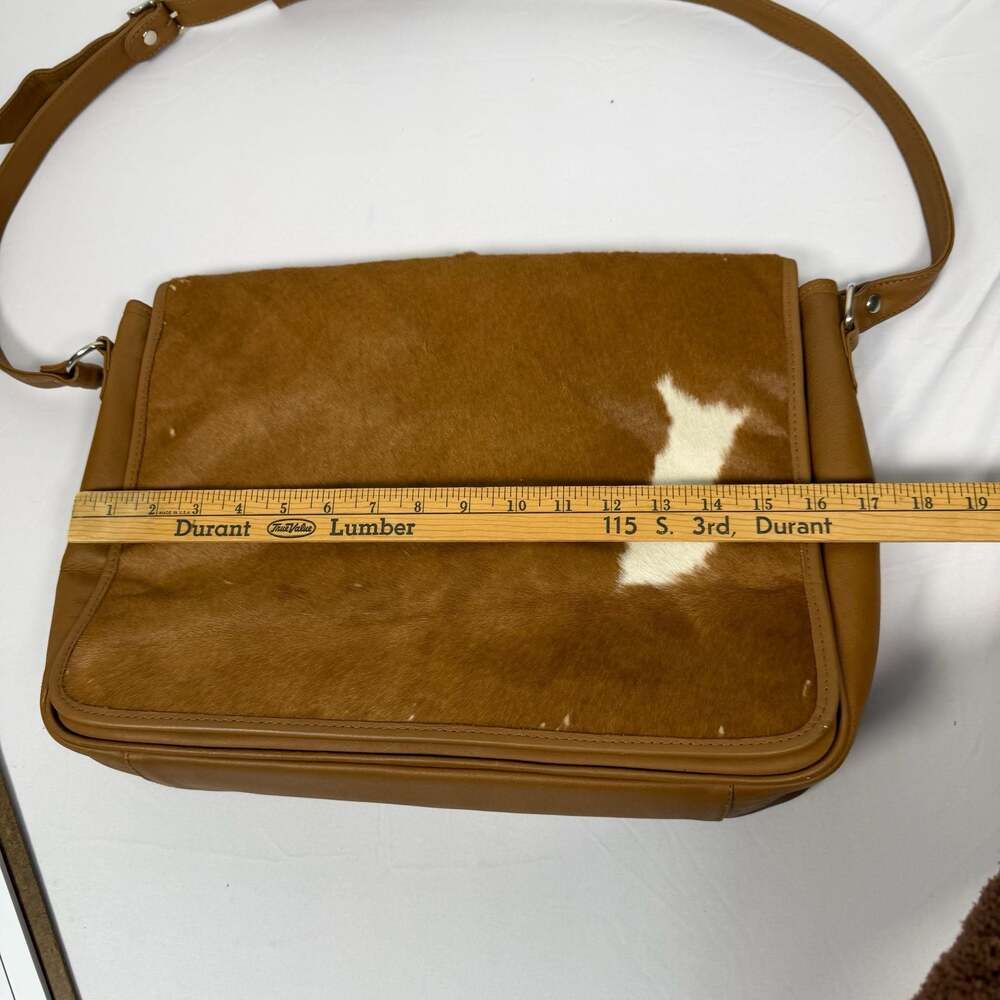 LongRope Brown Leather and Cowhide Hair-on-Hide Messenger Bag - Picture 9 of 9